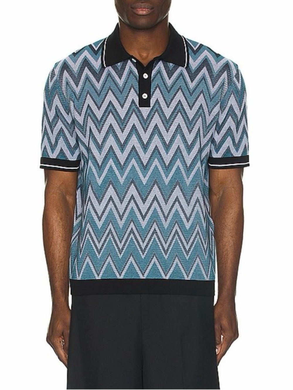 NWT Missoni Sport Men’s Teal and Black Zigzag Knit Polo (XL)